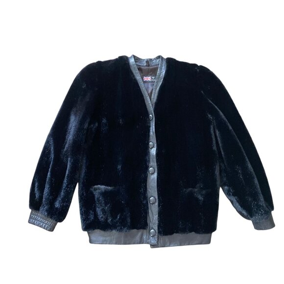 Vintage Lilli Ann Faux Fur Leather Trim Jacket 1960s England Sz M - Picture 2 of 11
